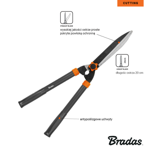 NOŻYCE do ŻYWOPŁOTU - BRADAS KT-V1111 wygląd z dopiskami