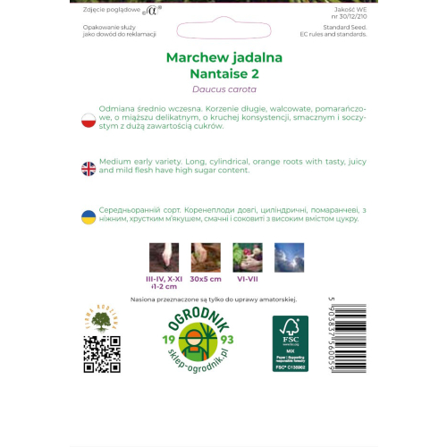 BIO MARCHEW NANTAISE 2 nowe opakwoanie tył