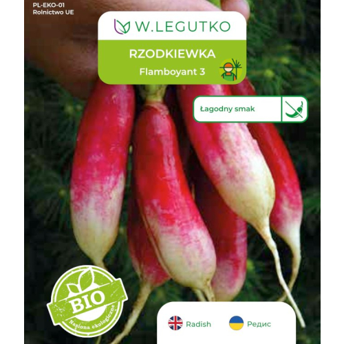 BIO RZODKIEWKA FLAMBOYANT 3 przycięte opakowanie przód
