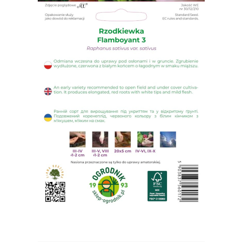 BIO RZODKIEWKA FLAMBOYANT 3 nowe opakowanie tył