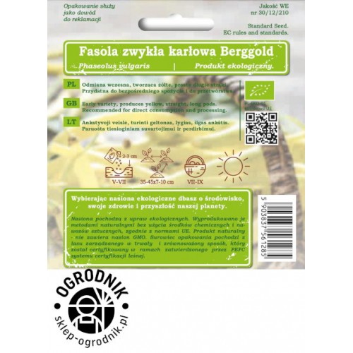 BIO Fasola szparagowa karłowa żółta Berggold (30 g) - W. Legutko