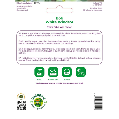 Bób White Windsor opakwoanie nowe tył