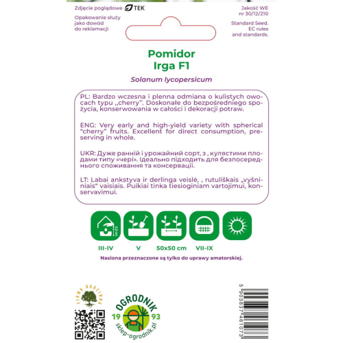 POMIDOR IRGA F1 opakowanie tył